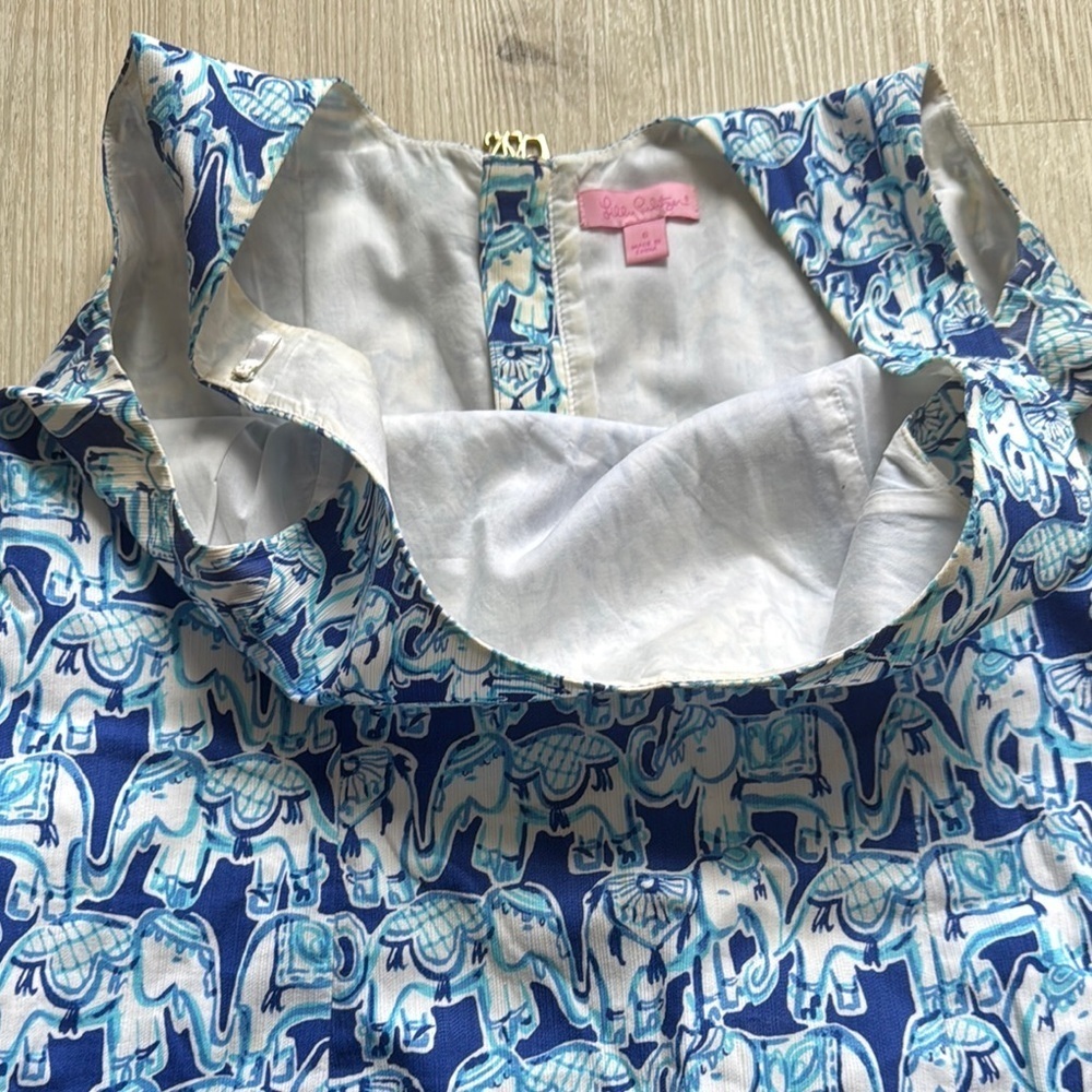 Lilly Pulitzer Blue and White Elephant Print Dress - Picture 3 of 4